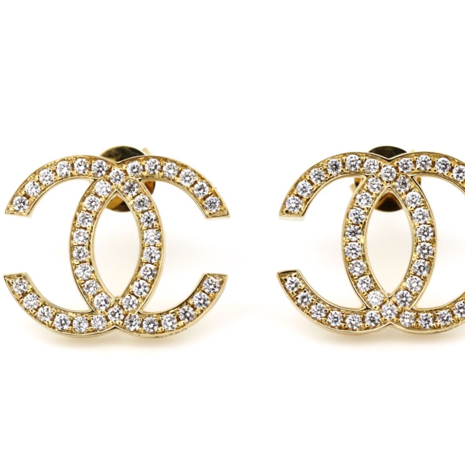 18K Yellow Gold and Diamond, Chanel Inspired Stud Earrings – Diamonds On  Broadbeach